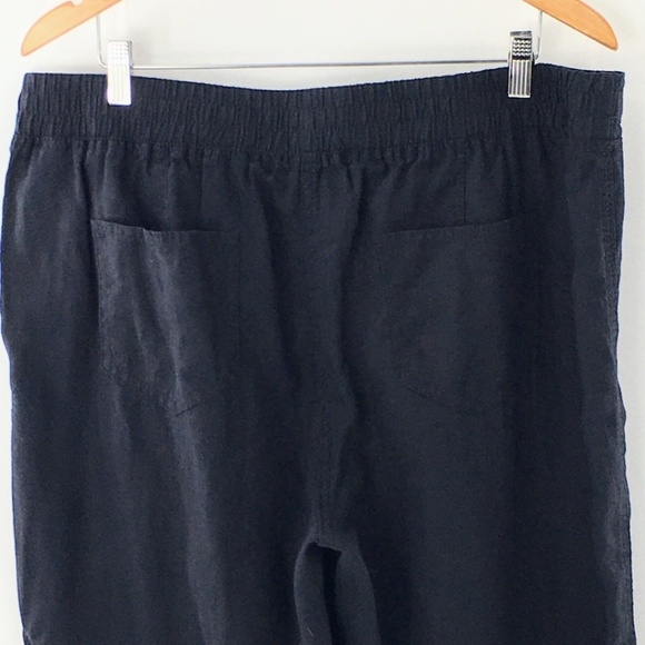 Marks & Spencer Women Linen Wide Leg Pant Black Drawstring Pockets Uk 18 US 14 - Picture 6 of 8